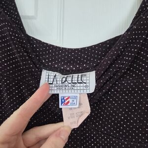 La Belle Black Velvet Polka Dot Tank Top